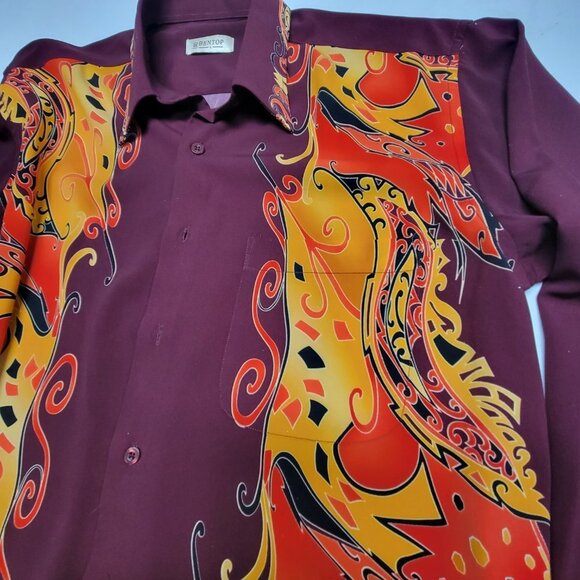 Batik Long Sleeve Red Orange Shirt - NEW - Picture 5 of 12